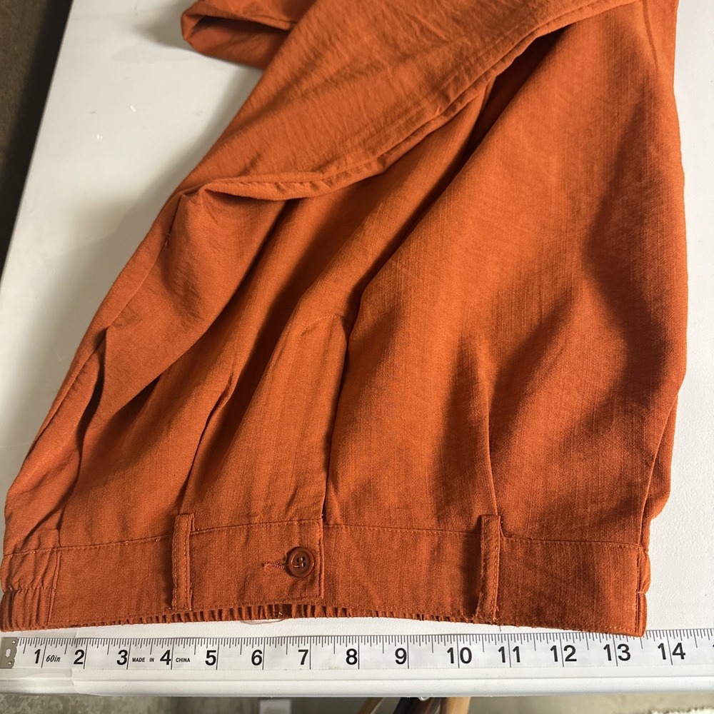 Feiersi Wide Leg Pants Women's Small Rust Orange High Rise Casual Boho Earthy - Picture 8 of 12